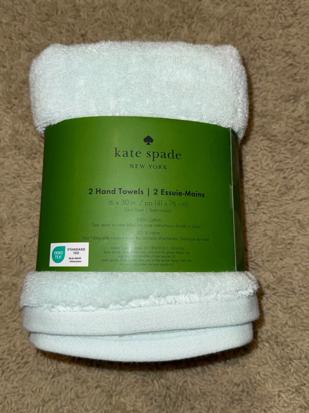 kate spade Cotton Hand Towels - Light Turquoise